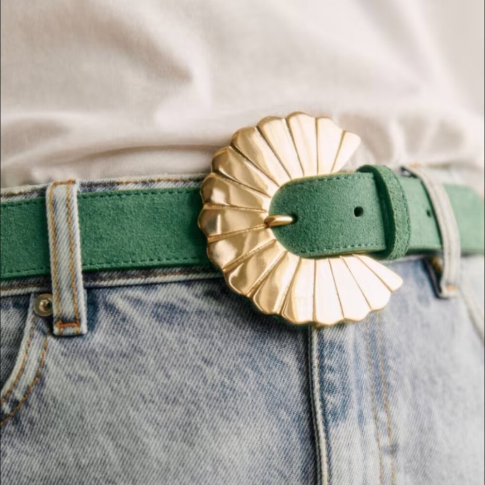 Sézane RARE Sandy Belt in Green/Gold Size 90